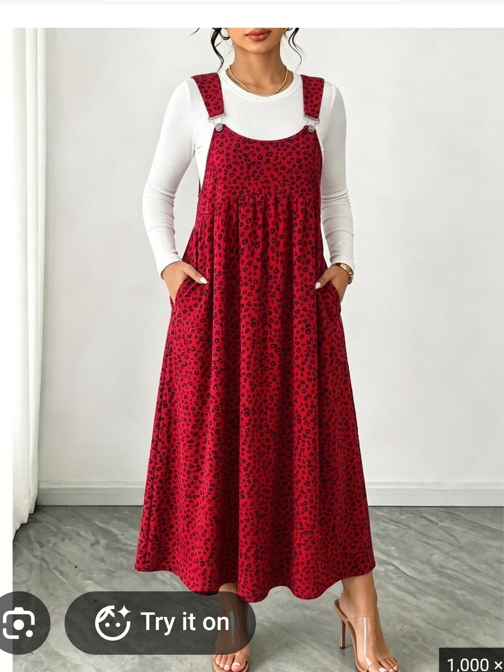 Red Leopard Print Cortaroy Maxi Dress
